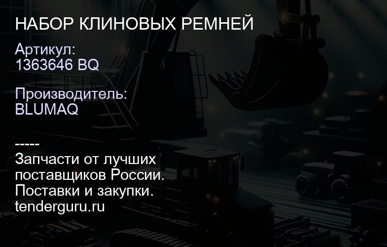 1363646 BQ НАБОР КЛИНОВЫХ РЕМНЕЙ | купить запчасти